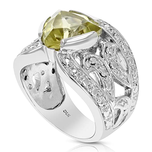 Lemon Quartz Ring in .925 Sterling Silver - Size 7