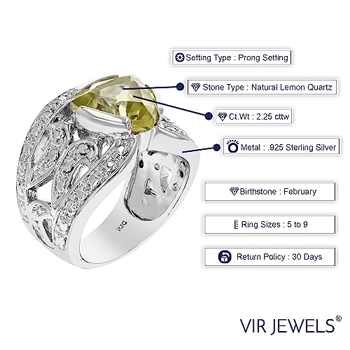 Lemon Quartz Ring in .925 Sterling Silver - Size 7