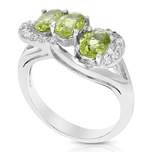 Peridot 3 Stone Ring in Sterling Silver