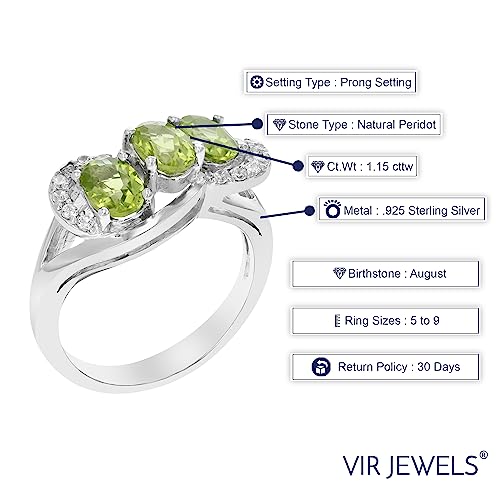 Peridot 3 Stone Ring in Sterling Silver