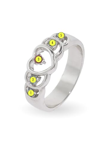 Custom Heart Mother's Ring with 5 Birthstones