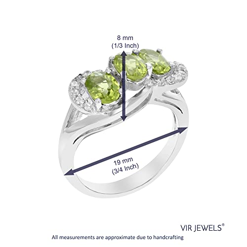 Peridot 3 Stone Ring in Sterling Silver