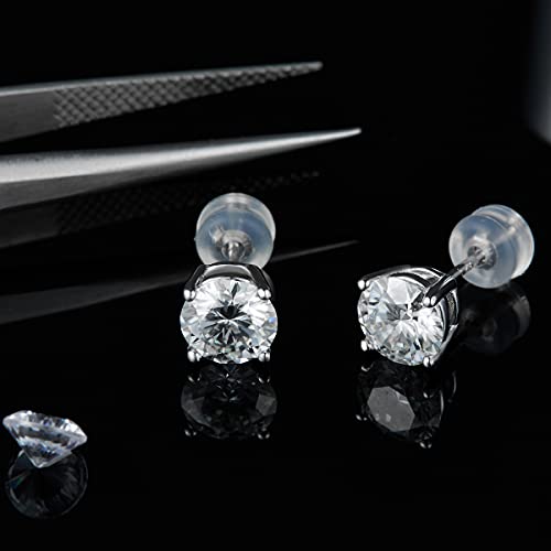 1CT Moissanite Stud Earrings D Color VVS1 Diamond