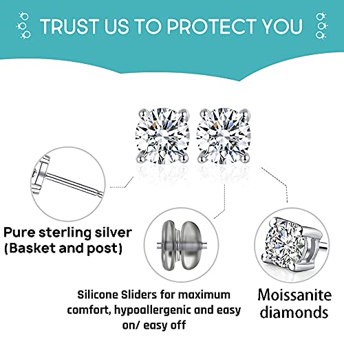 1CT Moissanite Stud Earrings D Color VVS1 Diamond