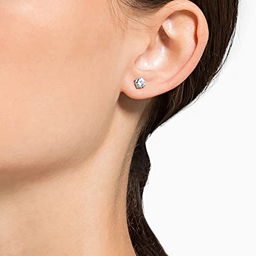 Swarovski Clear Round-Cut Stud Earrings, Rhodium Setting