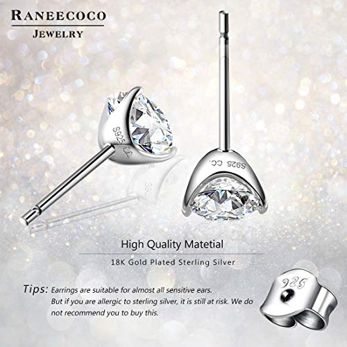 Brilliant Flame CZ Stud Earrings, White gold-plated 1.5