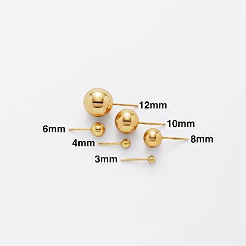 Yellow Gold Plated Sterling Silver Ball Stud Earrings