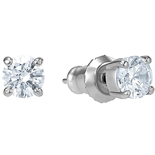 Swarovski Clear Round-Cut Stud Earrings, Rhodium Setting