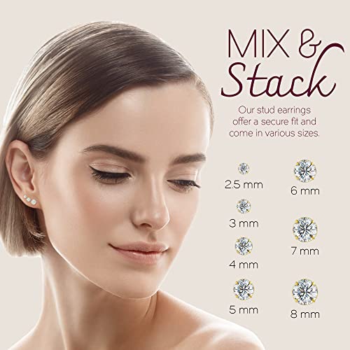 Yellow Gold Solitaire Round CZ Stud Earrings