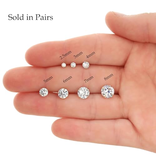 Yellow Gold Solitaire Round CZ Stud Earrings