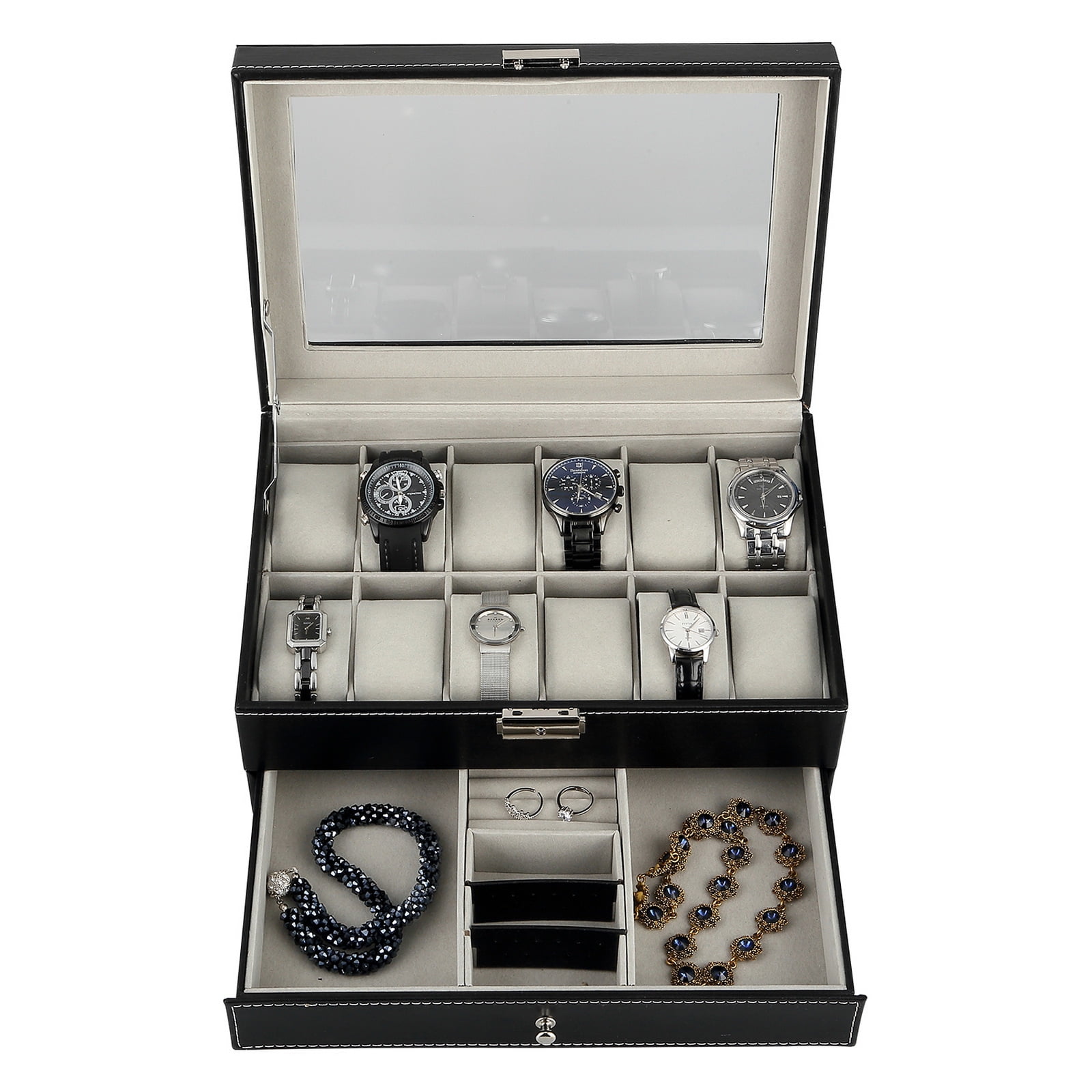 UTEN Men's Leather Watch Box - 12 Slots