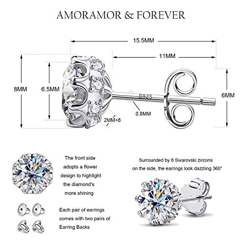 AMORAMOR & FOREVER White Gold Plated CZ Earrings