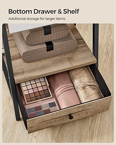 Lockable Standing Jewelry Armoire with Full-Length Mirror - Toasted Oak