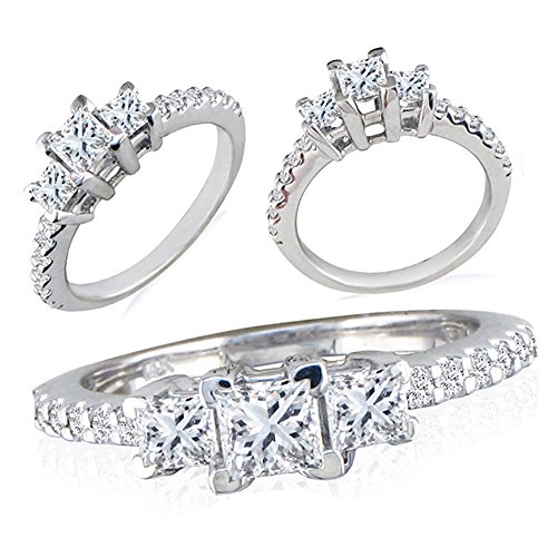 0.75 ct Round & Princess Diamond 3-stone Ring
