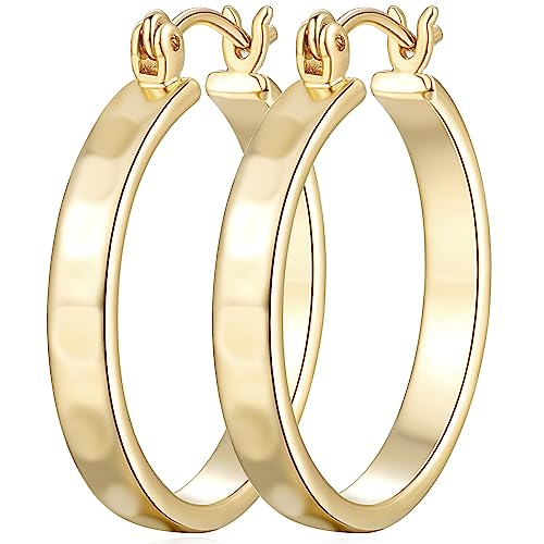 AIGAMIT 14K Gold Chunky Hoop Earrings, 26mm*4mm