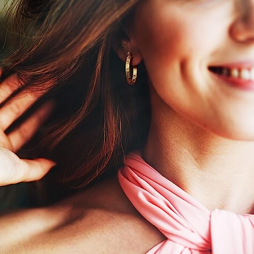 AIGAMIT 14K Gold Chunky Hoop Earrings, 26mm*4mm