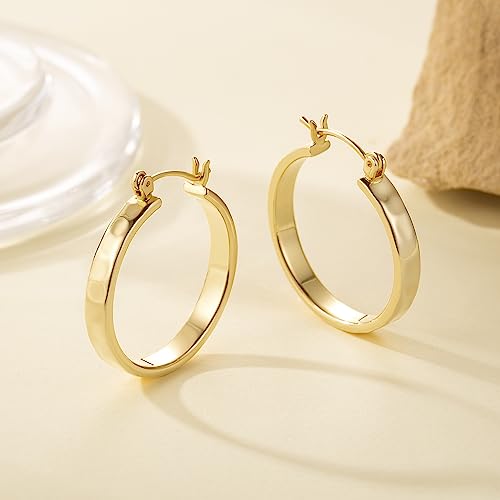 AIGAMIT 14K Gold Chunky Hoop Earrings, 26mm*4mm