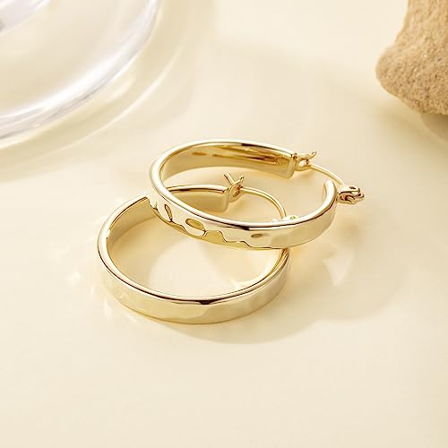 AIGAMIT 14K Gold Chunky Hoop Earrings, 26mm*4mm