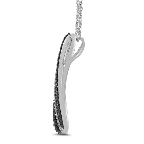 Sterling Silver Black & White Diamond Infinity Pendant