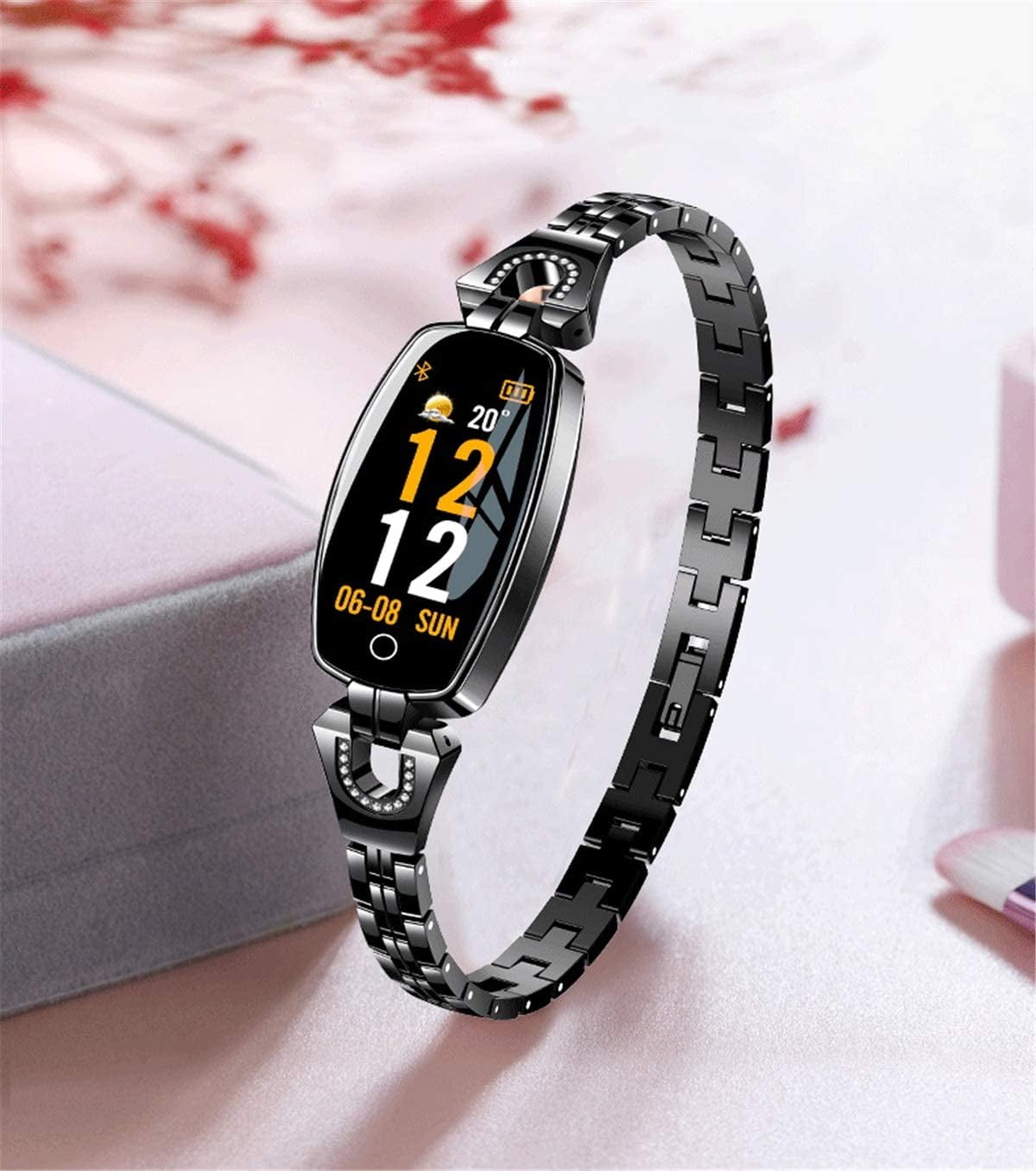 Women's Stainless Steel Fitness Smartwatch with Heart Monitor