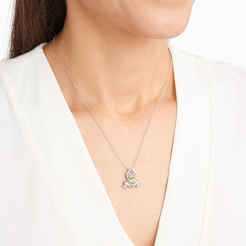 Silver Peridot Frog Pendant Necklace - 18 inches