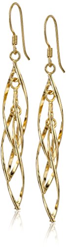 Gold Plated Sterling Silver Linear Swirl Earrings