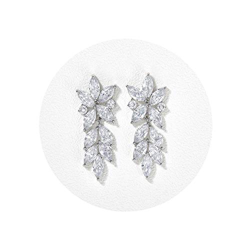 Marquise Wedding Earrings - Silver Bridal Bridesmaid Jewelry