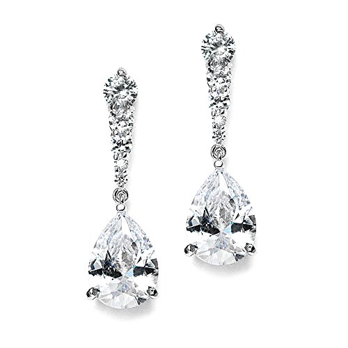 Teardrop CZ Crystal Wedding Earrings for Bridesmaids