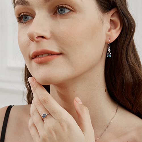 Rainbow Teardrop Leverback Earrings: Sterling Silver Mystic Topaz