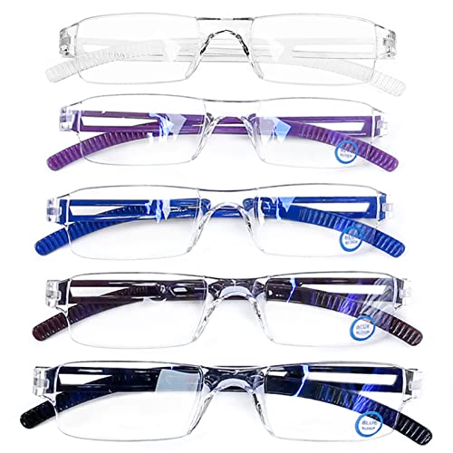 Rimless Blue Light Blocking Reading Glasses (5 Pack)