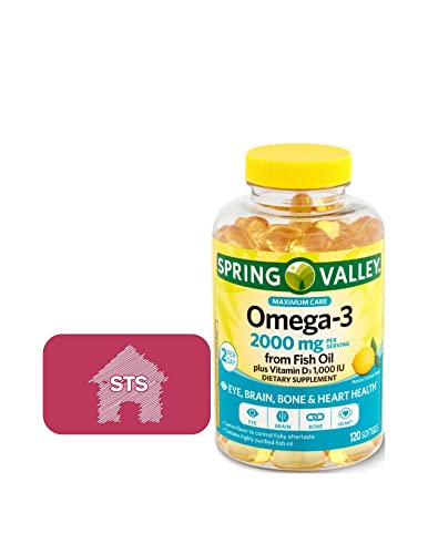 Spring Valley Omega-3 from Fish Oil 2000 mg, Maximum Care, 120 Count + STS Sticker.