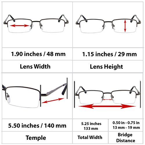 TruVision Readers Reading Glasses - 9509 HP -VP3-Gunmetal-2.50