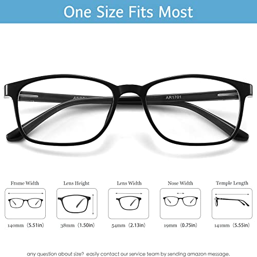 ANRRI Square Black Frame Clear Glasses