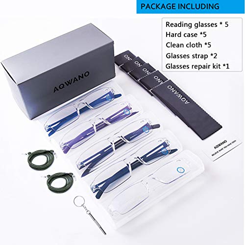 Rimless Blue Light Blocking Reading Glasses (5 Pack)