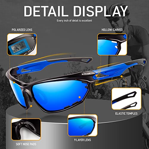 BIRCEN Polarized Sport Sunglasses for Men - Women UV Protection Shades for Motorcycle Golf Baseball Cycling Fishing Driving