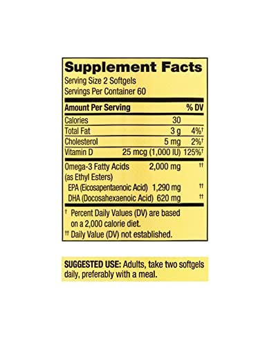 Spring Valley Omega-3 from Fish Oil 2000 mg, Maximum Care, 120 Count + STS Sticker.