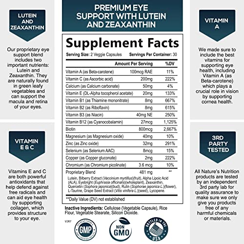 Adult Eye Health Supplement with Nutrients - 60 Capsules