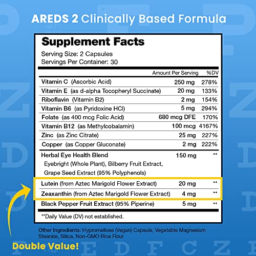 Eye health supplement with lutein and zeaxanthin