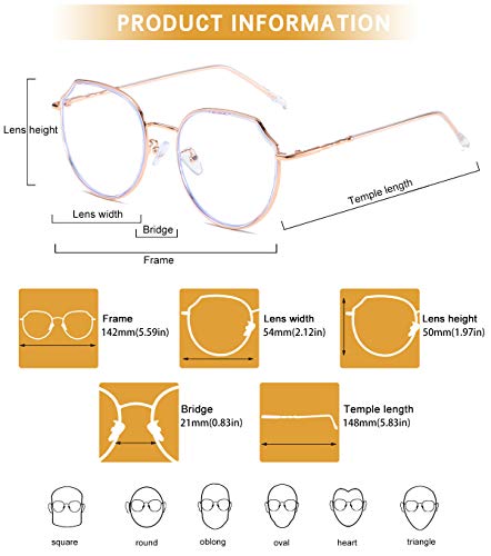 Gold Non-Prescription Blue Light Glasses for Eye Care