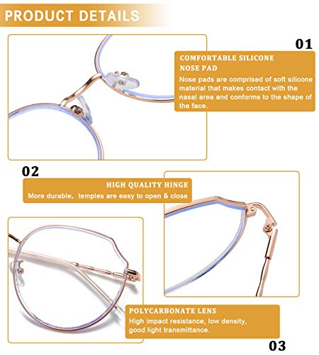 Gold Non-Prescription Blue Light Glasses for Eye Care