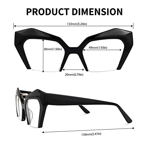 Stylish Black Oversized Cat Eye Glasses for Women