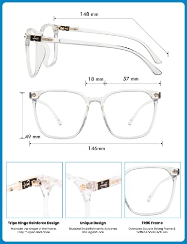 Blue Light Blocking Glasses, Oversized Square Frame