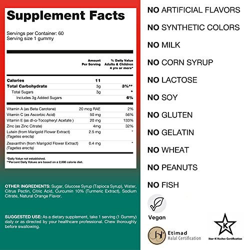 Eye Care Gummy Vitamins with Zeaxanthin and Lutein
