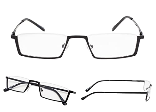 LUR READING GLASSES 3 pack Metal Half-Rim Readers (Black)