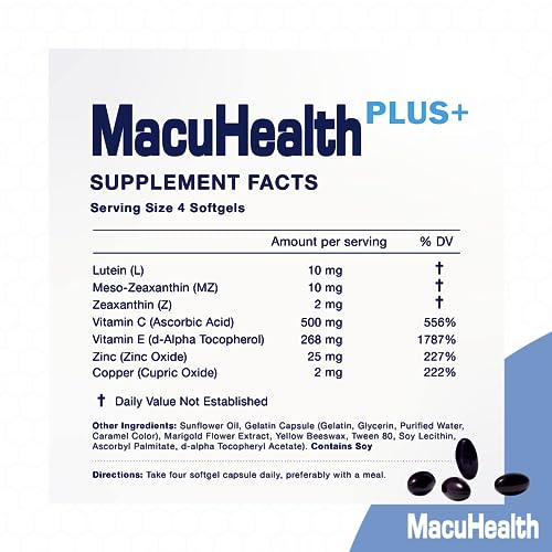 AREDS2 Macuhealth Plus+ Eye Vitamins - 90 Day Supply
