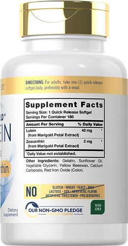 Eye Health Supplement 180 Softgels Lutein Zeaxanthin