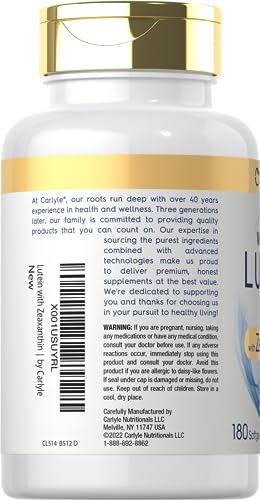 Eye Health Supplement 180 Softgels Lutein Zeaxanthin