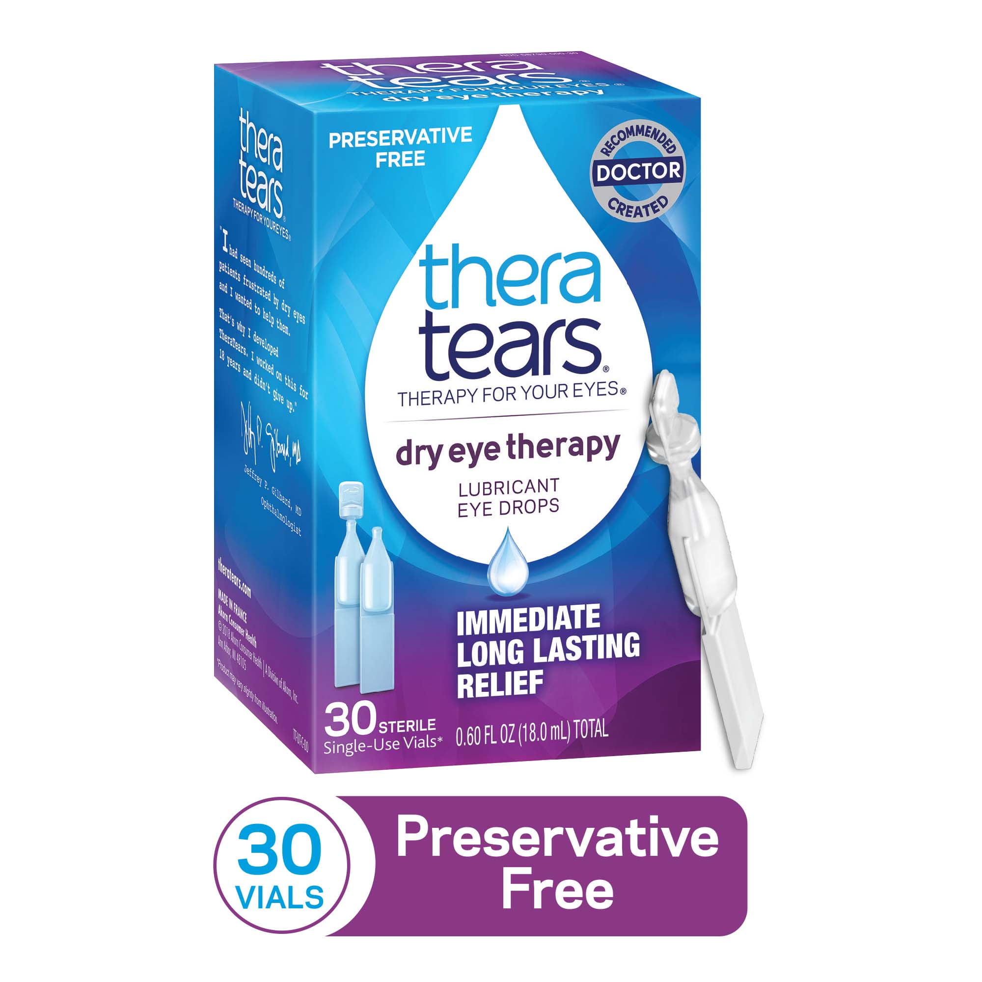 Preservative-Free TheraTears Lubricating Eye Drops - 30 Vials
