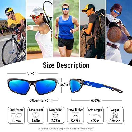 BIRCEN Polarized Sport Sunglasses for Men - Women UV Protection Shades for Motorcycle Golf Baseball Cycling Fishing Driving