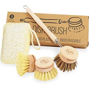 Eco-Friendly Wooden Dish Brush & Sponge Set